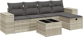 vidaXL Set canapele de grădină cu perne, 6 piese gri deschis poliratan