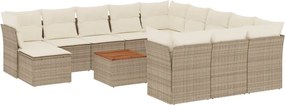 vidaXL Set canapele de grădină, 13 piese, cu perne, bej, poliratan