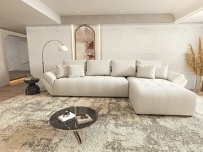 Colțar extensibil dumonde cu ladă de depozitare si sezut confortabil din spuma high-density, Berlin XL Euphoria Ivory 350x185 cm II
