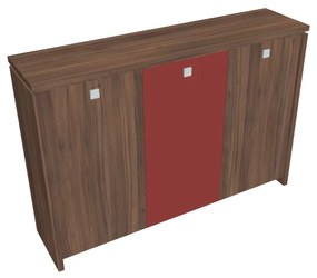 Dulap mediu pentru haine Verno 188 x 46 x 130 cm, uși combinate, nuc / roșu