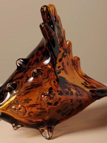 Decoratiune de masa, din sticla, in forma de scoica, H18cm, Leopard