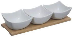 Set servire aperitiv Enna, potelan, bambus, 30 x 10 x 6 cm