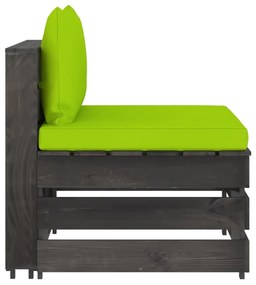 Set mobilier de gradina cu perne, 3 piese, gri, lemn tratat bright green and grey, 3