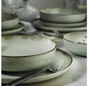 Set de veselă, 12 piese, verde/porțelan