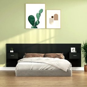 3115701 vidaXL Tăblie de pat cu dulapuri, negru, lemn prelucrat
