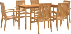 vidaXL Set mobilier de grădină, 7 piese, lemn masiv de tec