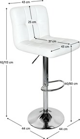 Scaun de bar, piele ecologică albă/crom, KANDY 2 NEW