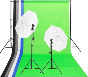 vidaXL Kit lumini studio foto, fundaluri şi umbrele
