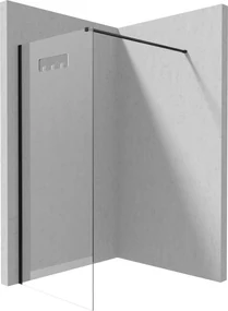 Paravan dus, walk-in, sticla securizata, 100x200 cm, cadru metalic negru, Deante Mokko 1000x2000 mm, Negru