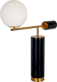 Lampa de masa din otel negru si marmura portelanata neagra