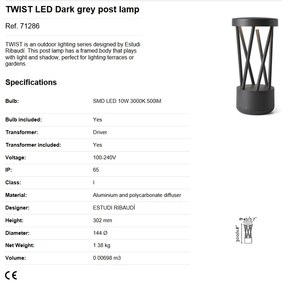Mini stalp LED de exterior design modern ambiental IP65 TWIST