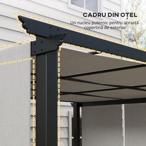 Outsunny Gazebo Pergolă pentru Grădină 3x3,5 m cu 3 Acoperișuri Reglabile, Pergolă din Oțel și Poliester Anti-UV, Gri | Aosom Romania
