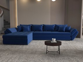 Colțar extensibil dumonde cu ladă de depozitare si sezut confortabil din spuma high-density, Loana XL Royal Albastru 335x185 cm