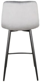 Scaun de bar gri MILA VELVET cu picioare negre