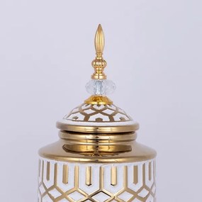 Vază ceramică 45,7x16,9 cm auriu/alb