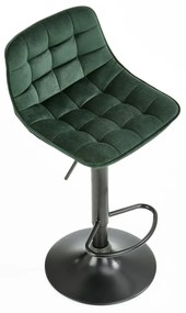 Scaun de bar cu picior negru MALIBU VELVET, verde