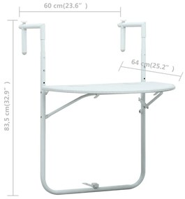 Masa balcon suspendata alb 60x64x83,5 cm plastic aspect ratan 1, Alb