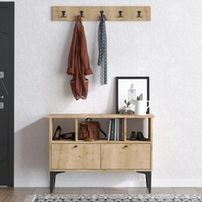 Set mobilier pentru hol Dana (Nuc + Negru). 1073485