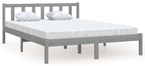 810094 vidaXL Cadru de pat, gri, 160x200 cm, lemn masiv de pin