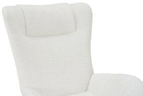 Fotoliu balansoar de relaxare cu spătar ergonomic și brațe, din catifea Teddy confortabilă, Alb