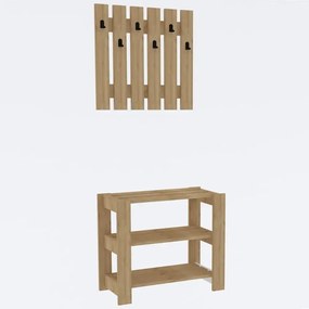 Set cuier de perete și pantofar Friends culoare stejar