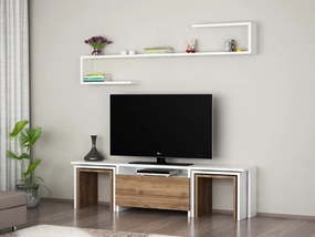 Comoda TV Ege - Alb, Walnut