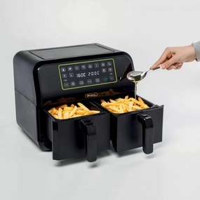 Friteuza dubla cu aer cald Ariete DUAL 4623/00, 1700W, 8 L, 8 programe, 35-200°C, Sincronizare, Panou tactil LCD, Negru