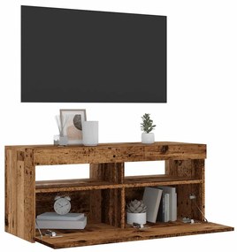 vidaXL Dulap TV cu lumini LED lemn vechi 90x35x40 cm lemn prelucrat