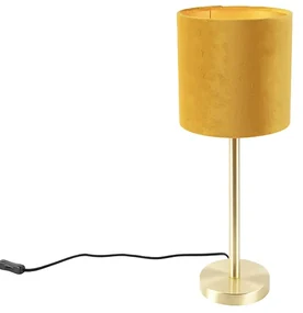 Lampă de masă din alamă cu abajur galben 20 cm - Simplo