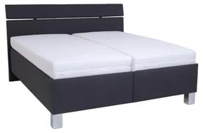 Pat tapițat ALIS 180 x 200 cm, cu saltea și spațiu de depozitare, antracit