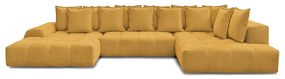 Colțar galben muștar extensibil/cu spațiu de depozitare cu tapițerie din chenille (cu colț pe partea dreaptă/în formă de "U") Everest – Bobochic Paris
