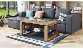 Măsuță de cafea cu blat rabatabil și raft NEA stejar/negru