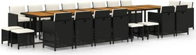 vidaXL Set mobilier de grădină cu perne, 21 piese, negru, poliratan