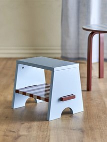 Scaun pentru copii din lemn, multicolor, cu dungi verticale și decupaje decorative, 39x28x30 cm, „Liova"