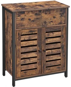 Dulăpior Vintage 2 Usi Si 2 Sertare, Maro Rustic, 80 Cm