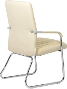 Scaun vizitator crem OFF 833 din piele ecologică și cadru cromat cu brațe