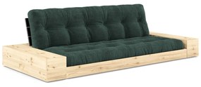 Canapea verde-închis extensibilă cu tapițerie din catifea reiată 244 cm Base – Karup Design