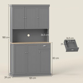 HOMCOM Dulap de Bucătărie cu Spațiu de Depozitare, 71" Alb | Aosom Romania