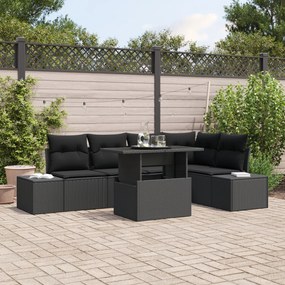 vidaXL Set de canapele pentru grădină 6 pcs Negru 100 x 55 x 73 cm