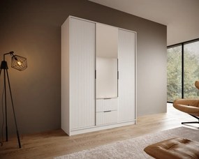 Dulap cu trei usi si oglinda, Norel, ADRK Furniture (Culoare: Alb, Dimensiuni: 150x200 cm)