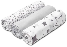 Set 3 paturici muselina soft 78x78 cm Kidizi All Grey, 100% bumbac