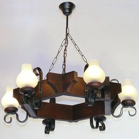 Candelabru rustic fabricat manual din lemn dim.65x65cm, 6 brate Queen WOOD-QU-SP6