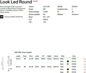 Aplica de perete LOOK LED AP2 ROUND D30 H300 ON-OFF BIANCO 3000K