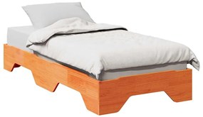vidaXL Cadru pat fără saltea ceară stivuită maro 75x190 cm lemn masiv