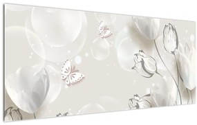 Tablou - Lalele între bule (120x50 cm)