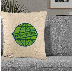Perna Personalizata FC Metaloglobus Bucuresti 1923 Fotbal, 40x40 cm, Bej, Husa Detasabila, Perna Inclusa, BEKZ®