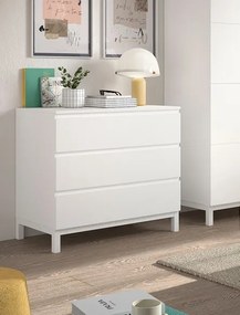 Set Complet Mobilier Cameră Copii EVA: Pat 90x200 cm, Noptieră, Dulap 2 Uși și Comodă, Alb – Vipack