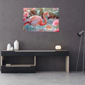 Tablou - Flamingo în iaz (90x60 cm)