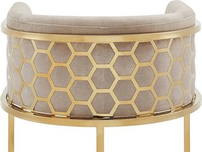 Scaun de bar ELEGANCE catifea bej, otel inoxidabil auriu