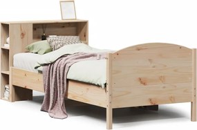 vidaXL Pat cu bibliotecă fără saltea, 75x190 cm, lemn masiv de pin